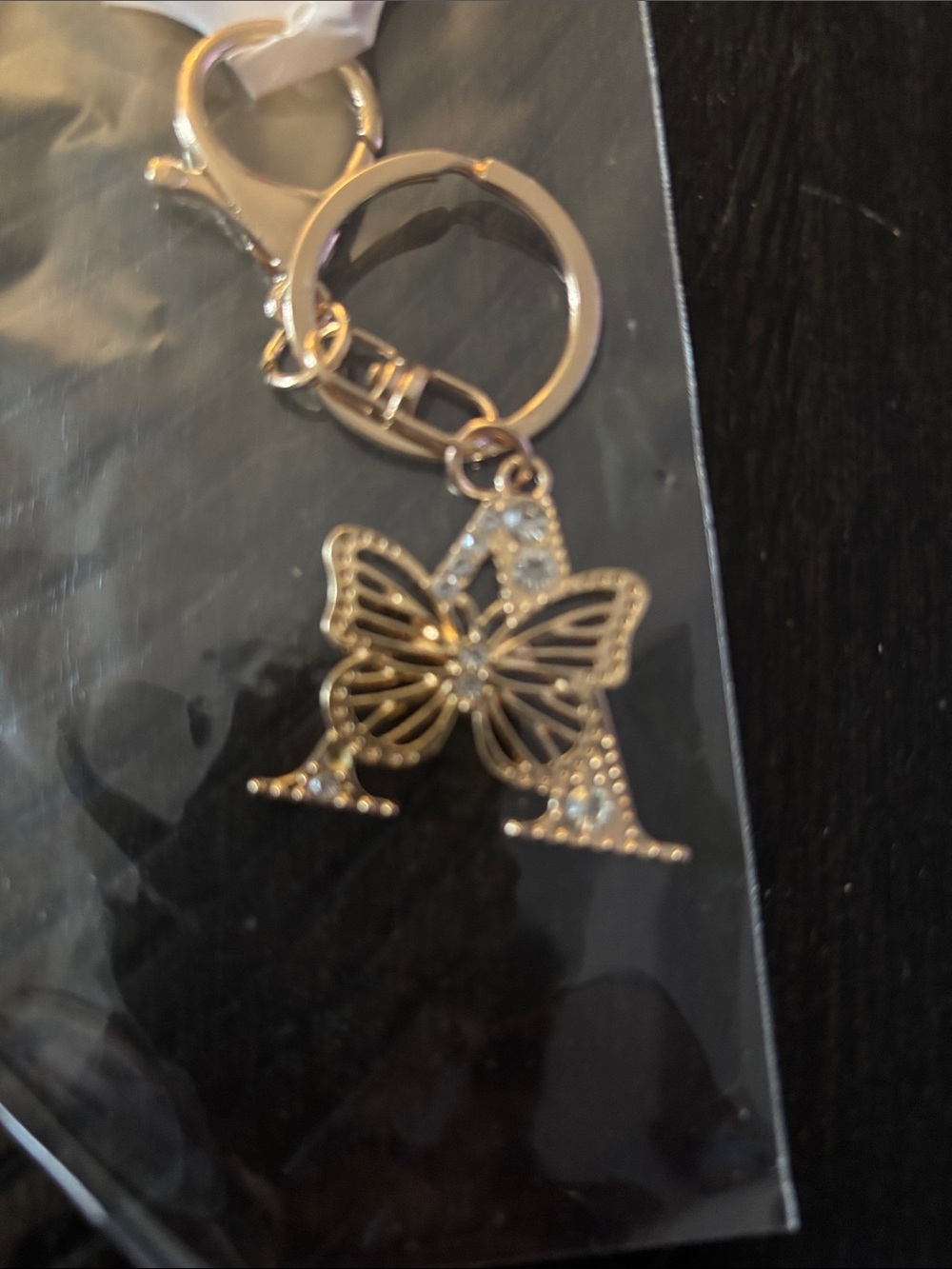 Gold Butterfly “A” Keychain Charm